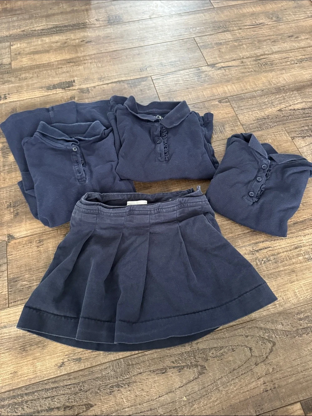 Girls Children’s Place Navy Blue Uniform Polo Shirts, Dress, and Skirt Size 5-6